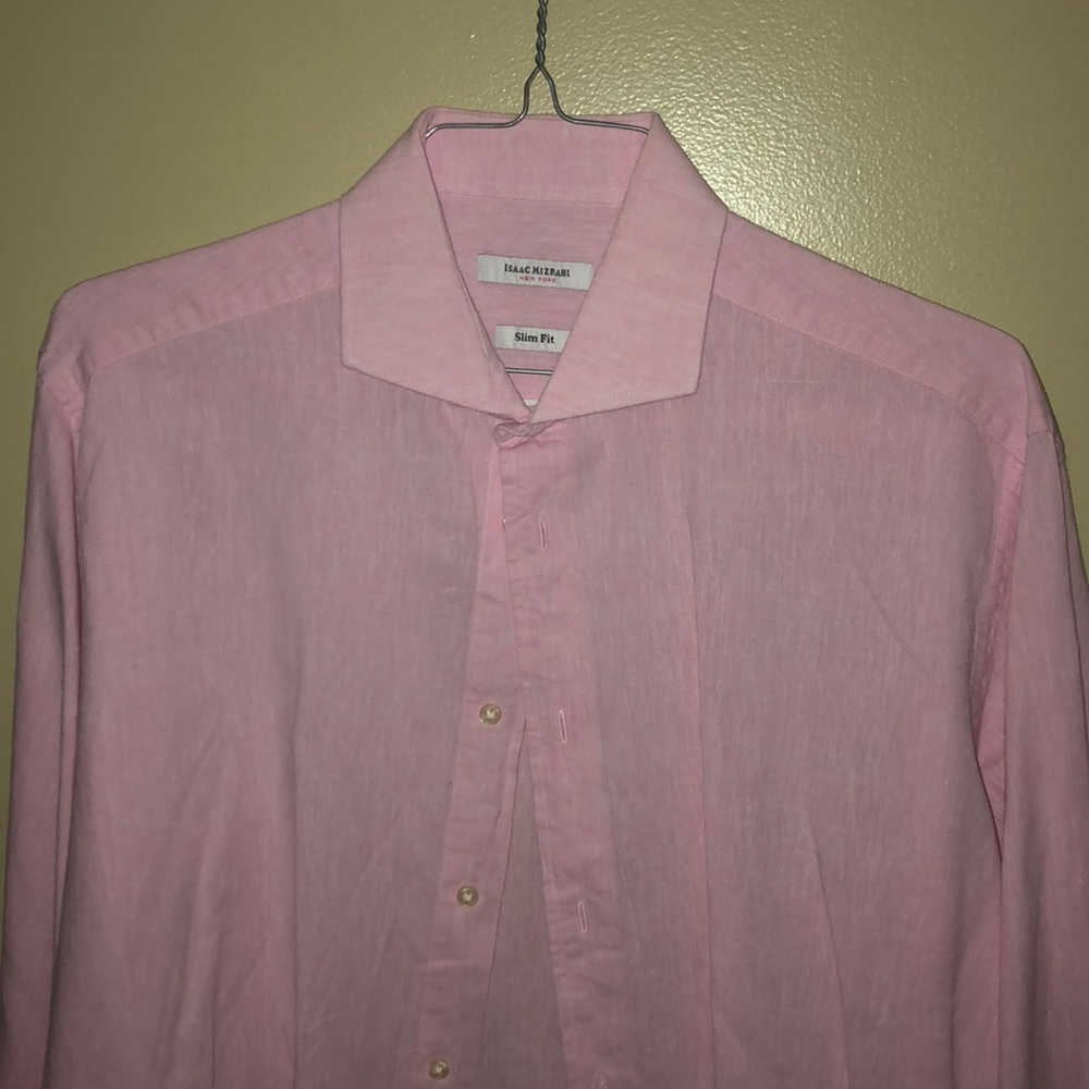 Isaac Mizrahi Pink Mens Button Down Shirt Sz 16.5